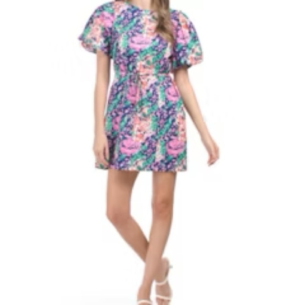 MELLODAY Floral Dress - Pink and Green